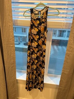 NATURAL LIFE Black Floral Maxi with Yellow & Cream Blooms